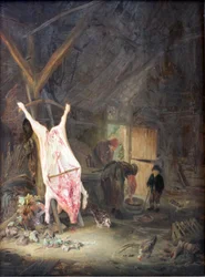 Cochon Abattu dans une Grange